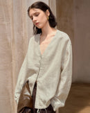 Versatile Casual Linen V-Neck Shirt