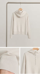 Sheep Wool Hooded Knit Pullover Sweater