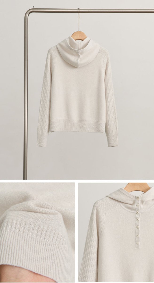 Sheep Wool Hooded Knit Pullover Sweater