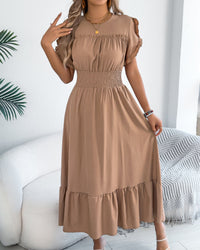 Casual Short-Sleeved Slim-Fit Long Dress