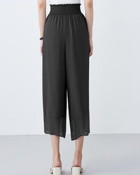 Casual Double-Layered Cropped Straight Leg Pants