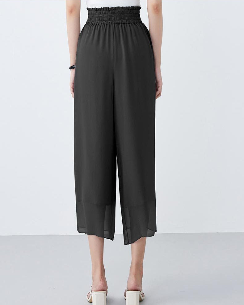 Casual Double-Layered Cropped Straight Leg Pants