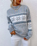 High-Neck Snowflake Knit Sweater
