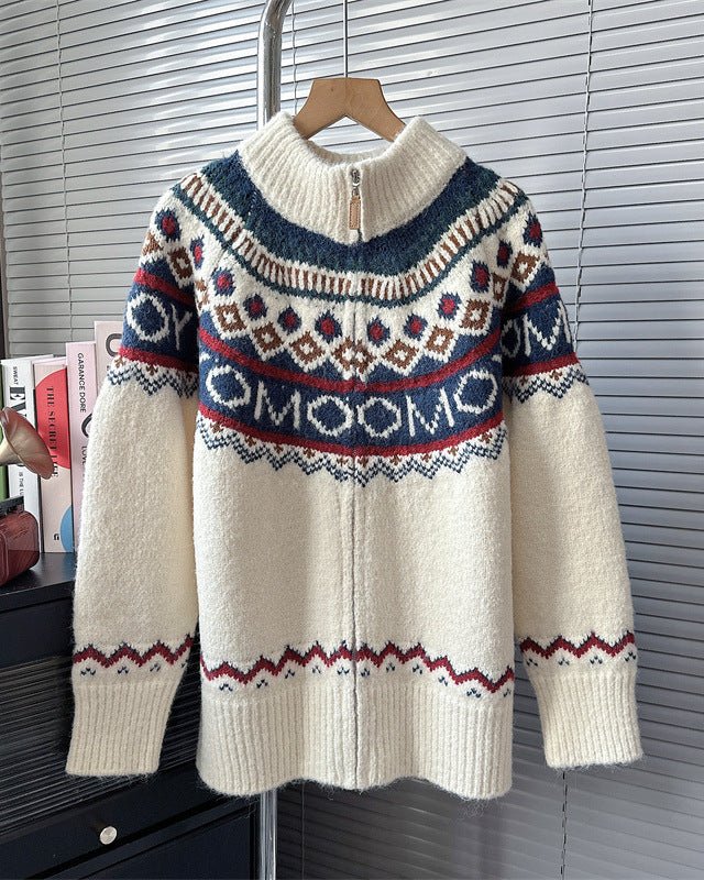 Vintage Jacquard Christmas Cardigan Sweater