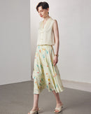 Crepe Print Silk Midi Skirt