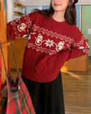 Christmas Retro Jacquard Crew Neck Sweater