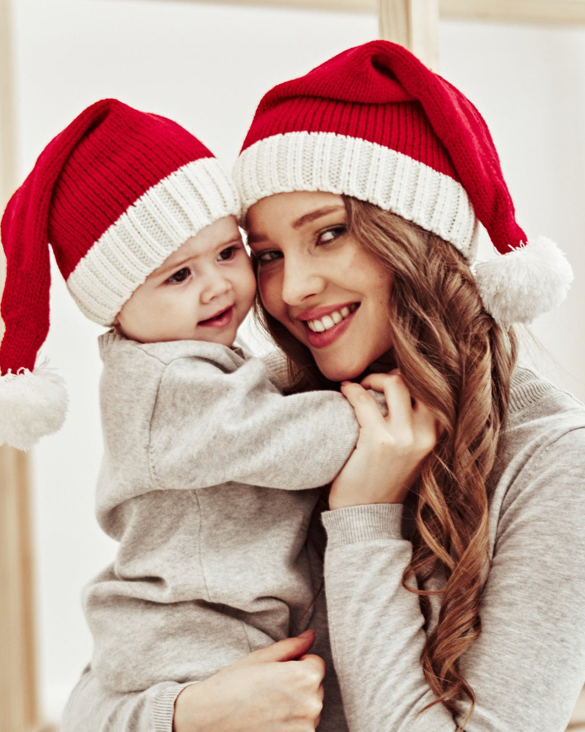 Christmas Mom And Baby Knitted Hat