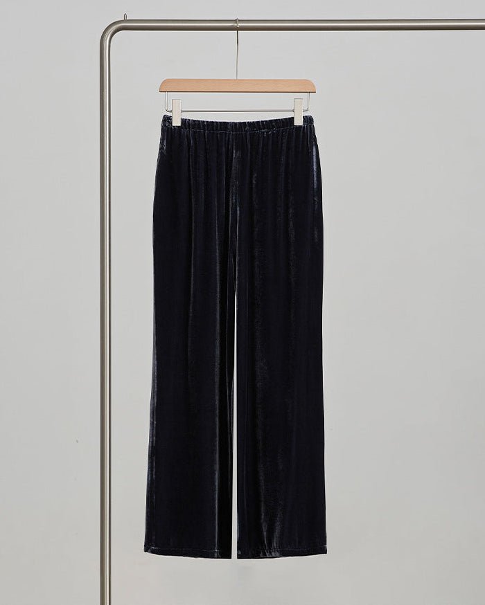 High-Waisted Wide-Leg Silk Velvet Pants