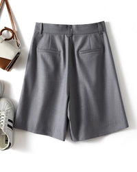 High-Waisted Casual Suit Shorts