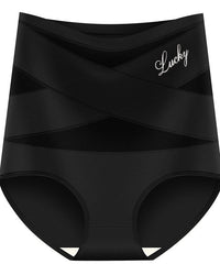 Breathable high waist shapewear with cross compression band for gentle tummy smoothing.