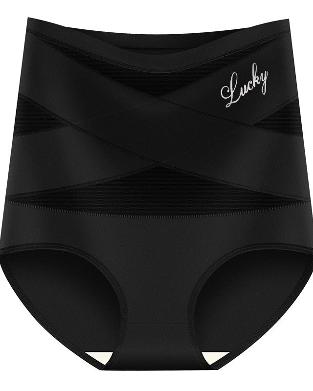 Breathable high waist shapewear with cross compression band for gentle tummy smoothing.