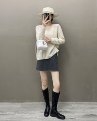 Cashmere V-Neck Loose-Fitting Versatile Sweater