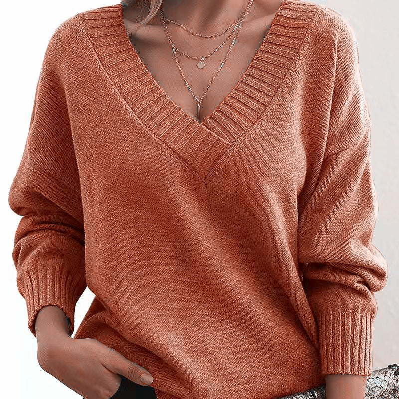 Loose V-Neck Versatile Knit Sweater