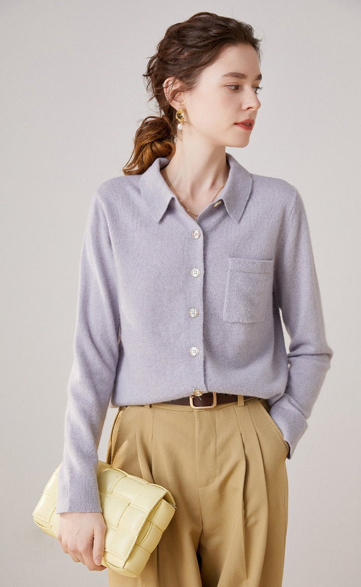 Wool & Cashmere Polo Collar Knit Sweater