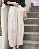 Linen High-Waisted Straight Leg Pants