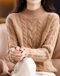 Cable Knit O-neck Wool Sweater