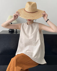 Loose Sleeveless Back-Knotted Vest