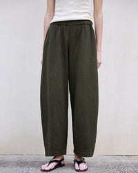 High Waist Linen-Blend Ankle Pants