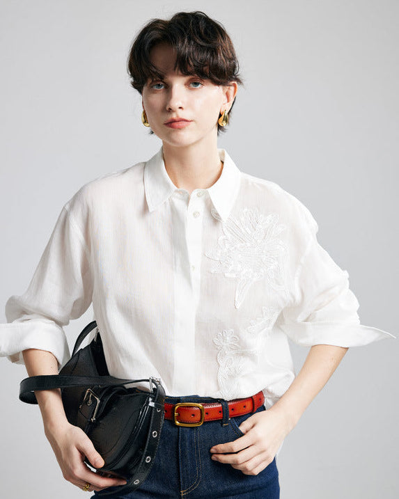 Exquisite Beaded Ramie Shirt