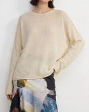 Crew-Neck Long-Sleeve Knitted T-Shirt