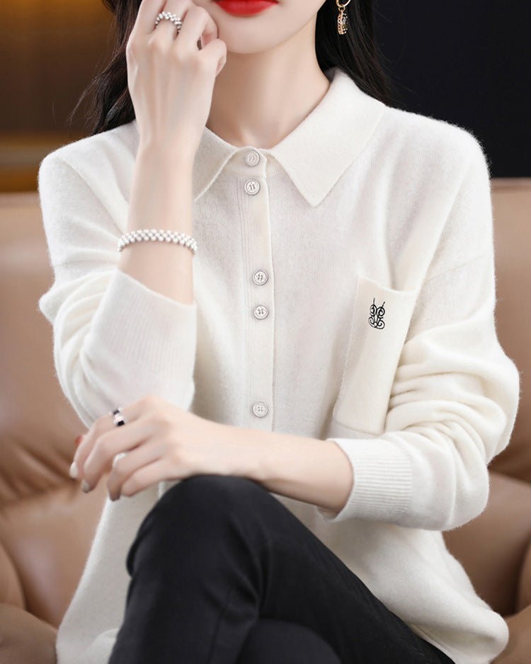 Wool Embroidered Pocket Sweater
