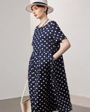 Loose-Fitting Short-Sleeve Silk Dress