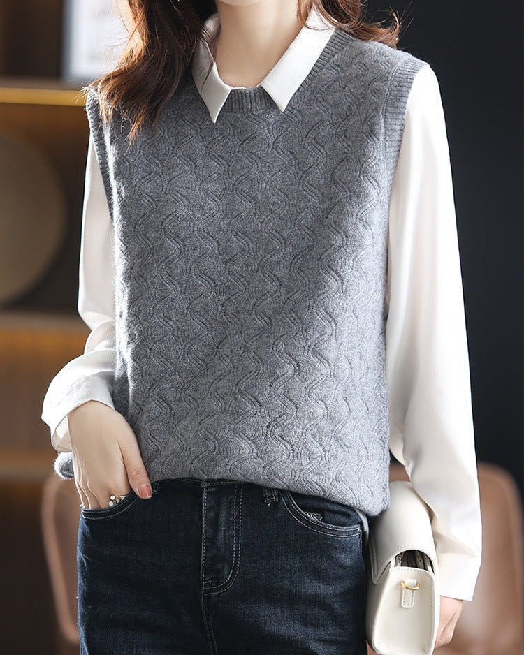 Crewneck Wool Knitted Vest
