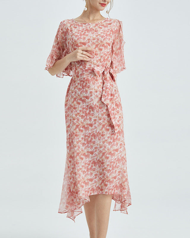 Loose-Fit Round-Neck Floral-Print Dress