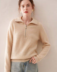 Half-Zip Thick Cashmere Wool Sweater