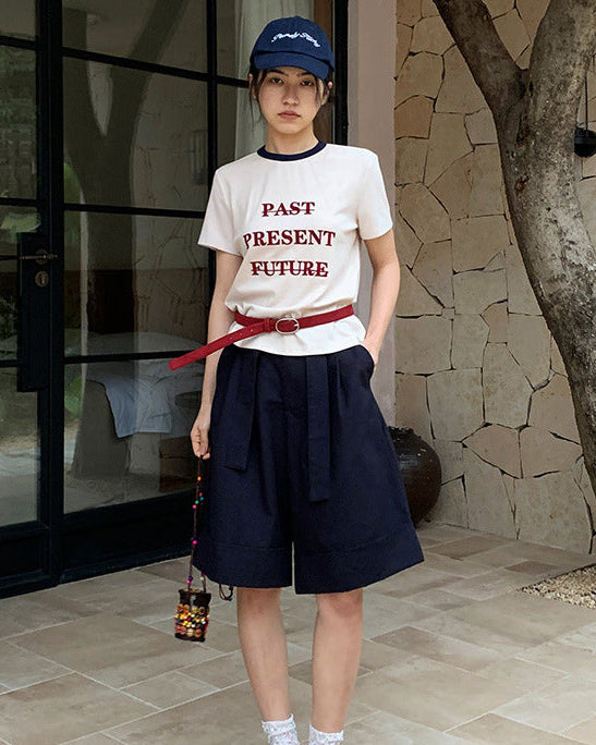Loose-Fitting High-Waisted Tie-Up Shorts