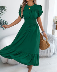 Casual Short-Sleeved Slim-Fit Long Dress