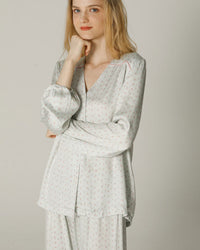 Long-sleeved Shirt & Pants Satin Pajamas Set