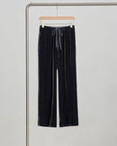 High-Waisted Wide-Leg Silk Velvet Pants