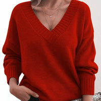 Loose V-Neck Versatile Knit Sweater