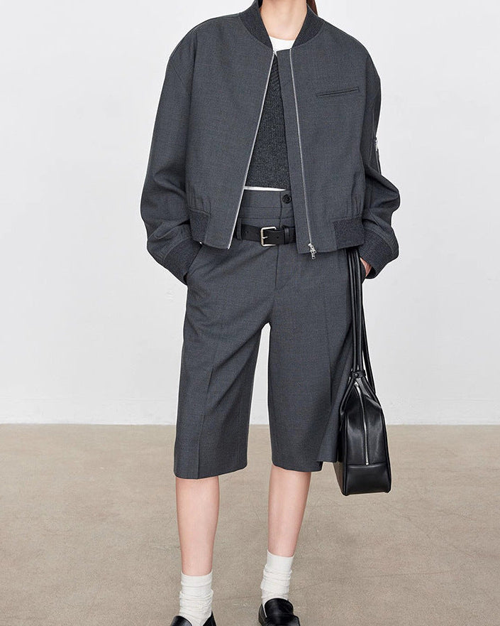 Casual Double-Waisted Five-Quarter Shorts