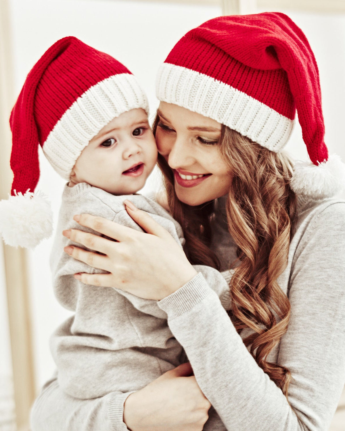 Christmas Mom And Baby Knitted Hat