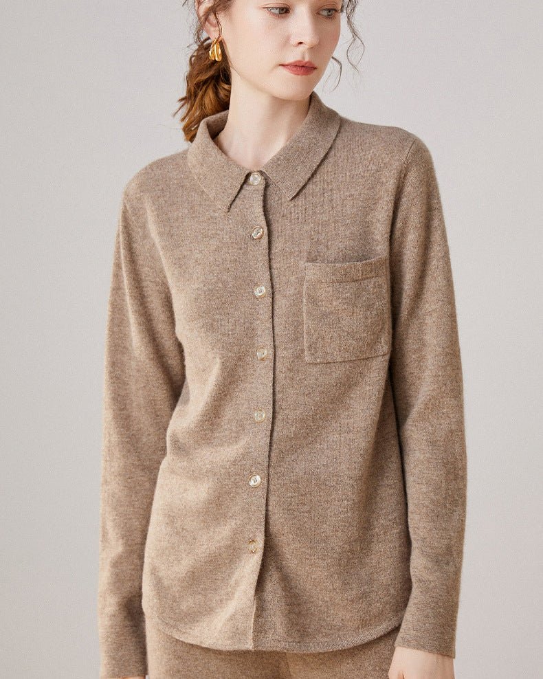 Wool & Cashmere Polo Collar Knit Sweater