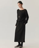 High-Waisted Stretch Wool Skirt