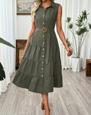 Belted Tiered Midi Dress | Timeless Casual Elegance
