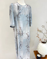 Loose-Fit Straight-Cut Printed Silk Dress