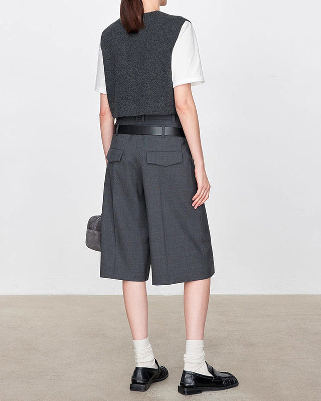 Casual Double-Waisted Five-Quarter Shorts