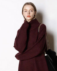 Cashmere Mid-Length Loose-Fitting Turtleneck Sweater