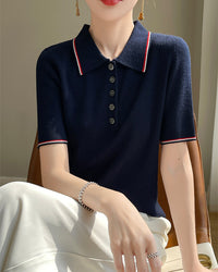 Retro Short-Sleeve Polo Sweater