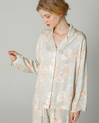 Flowers Print Shirt & Trousers Pajamas Set