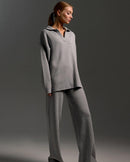 Polo Neck Sweater & Wide Leg Pants Set