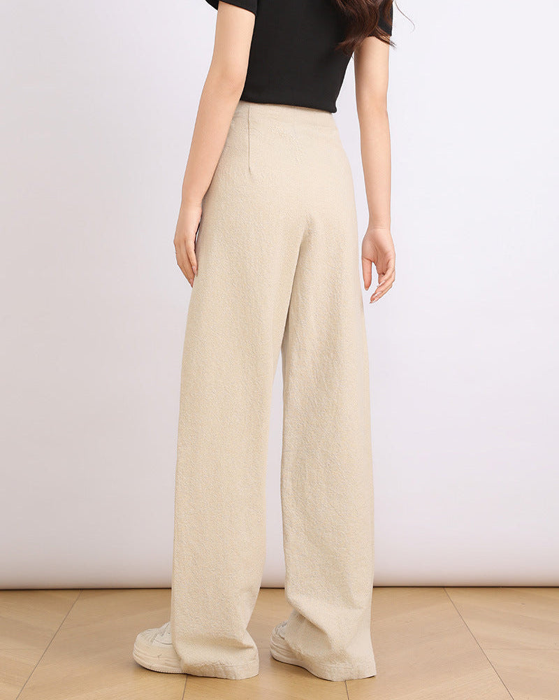 Casual High-Waisted Straight-Leg Pants