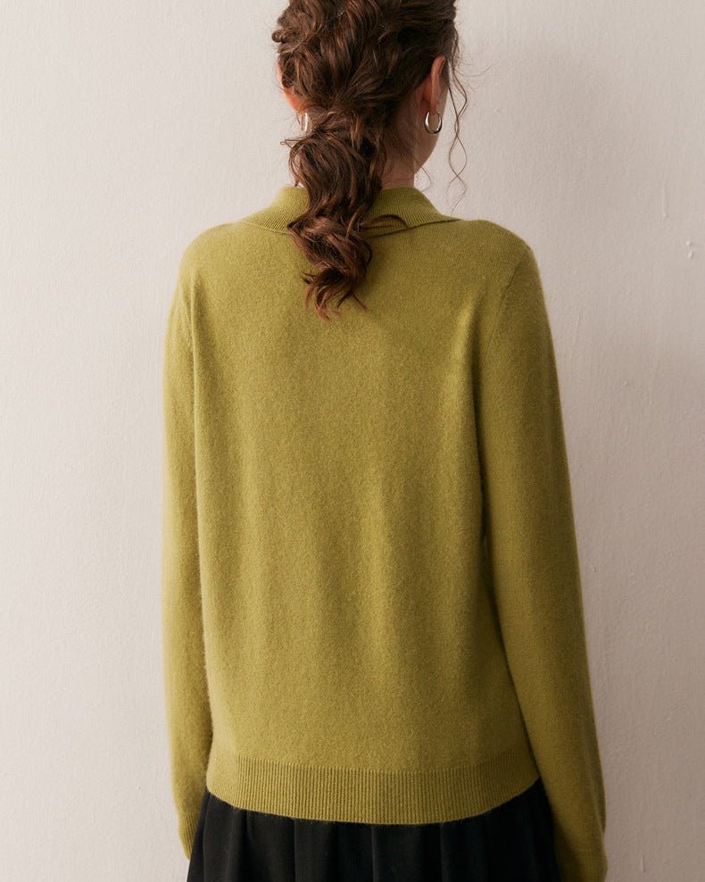 Cashmere Polo Collar Diamond Pattern Sweater