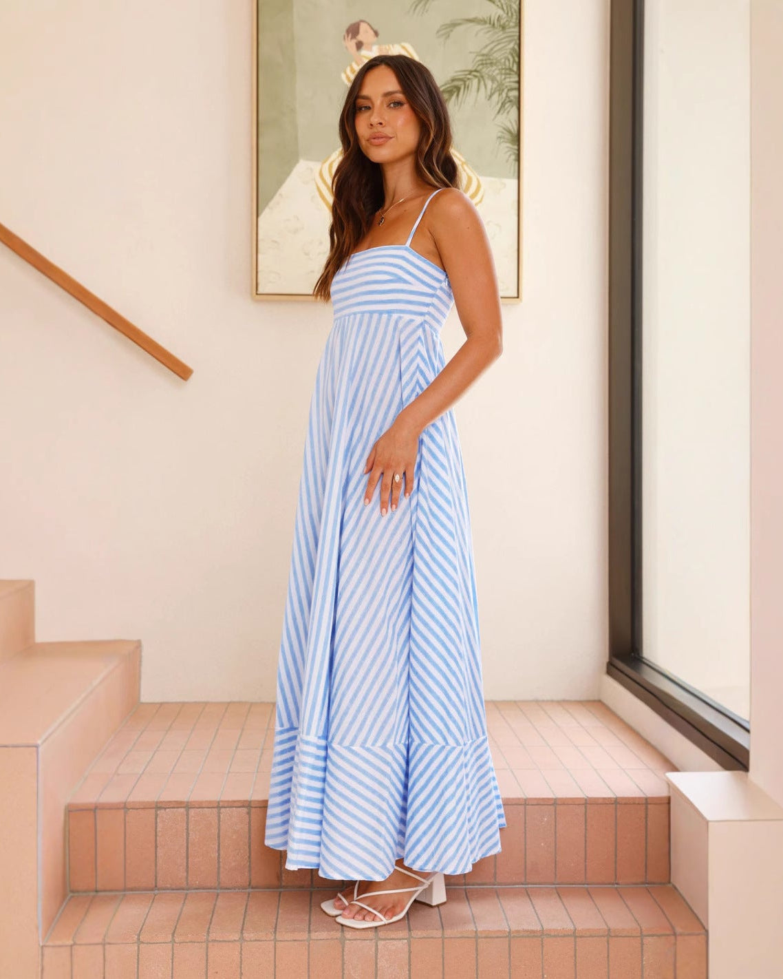 Striped Spaghetti Strap Maxi Dress