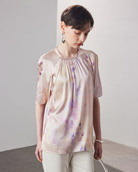 Loose-Fitting Breathable Satin Silk T-Shirt