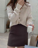 Wool Cardigan Polo Collar Sweater